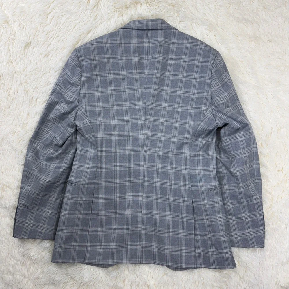 Tommy Hilfiger Blazer Mens 40R Gray Plaid Two Button Stretch Sport Coat
